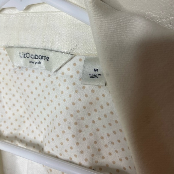 White Jean Jacket with Polka Dot Cuff Details - Size M - Picture 7 of 7